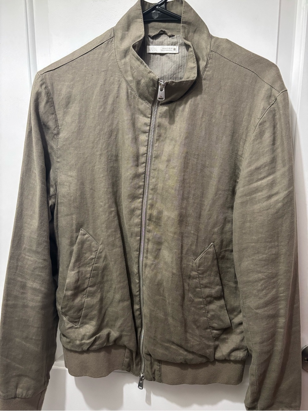 Zara Olive Bomber Jacket in Khaki Green